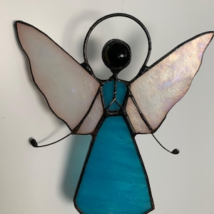 Stained Glass Angel Suncatcher Handcrafted Guardian Angel Spiritual Window Hanging Unique Gift for Loved Ones Memorial Ornament Heavenly Art