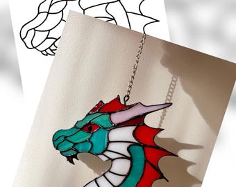 Stained Glass Dragon Suncatcher Pattern – Fantasy Art PDF (Digital Download)