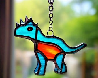 Stained Glass Dinosaur Suncatcher: Handmade Jurassic Decor