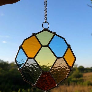 Buntglas Bienenwaben Sonnenfänger: Handgemachte Bienen Liebhaber Fenster Dekoration