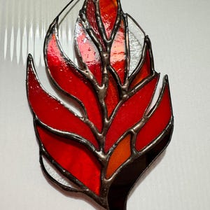 Handmade Stained Glass Fire Colorful Flame Suncatcher Vibrant Home Decor Unique Window Hanging, Modern Glass Art Perfect Gift for Fire lover