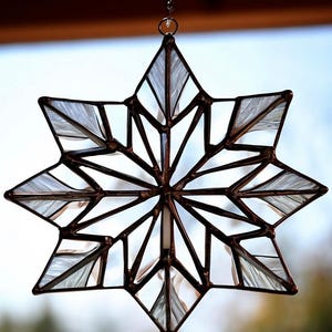 Handcrafted Stained Glass Snowflake Ornament: Winter Holiday Decor