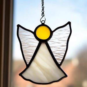 Stained Glass Angel Suncatcher: Handmade Spiritual Window Decor