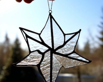 Handmade Stained Glass Snowflake Ornament: Holiday Window Decor