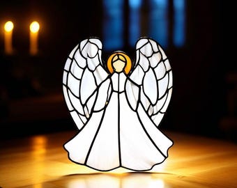 Stained Glass Angel Suncatcher: Handcrafted Spiritual Window Ornament