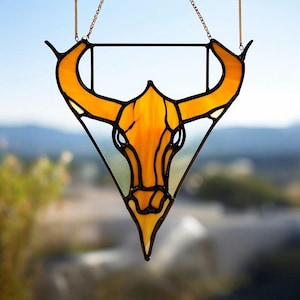 Handmade Stained Glass Highland Cow Suncatcher: Scottish Farmhouse Decor