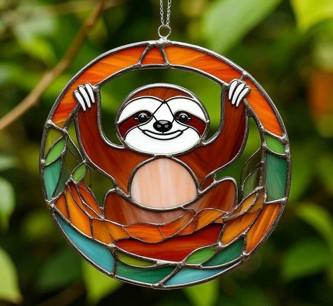 Handmade Stained Glass Sloth Suncatcher – Window Decor - Etsy