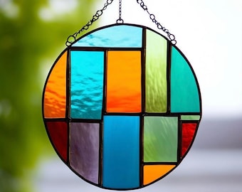 Handmade Stained Glass Suncatcher: Rainbow Window Decor, Boho Home Accent