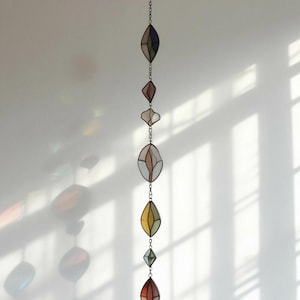 Modern Stained Glass Mobile – Art Deco Style Colorful Suncatcher, Contemporary Window Decor