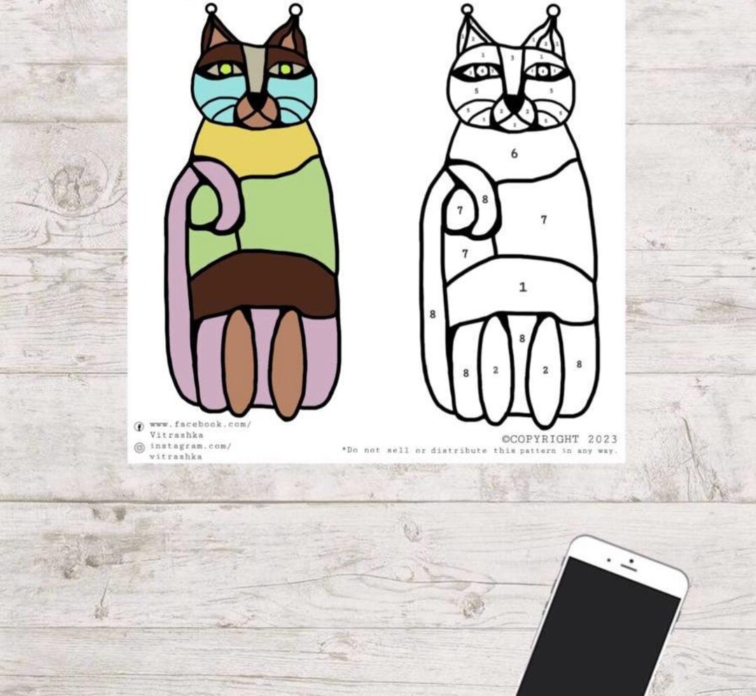 Stained Glass Cat Pattern: DIY Suncatcher PDF Template (digital ...