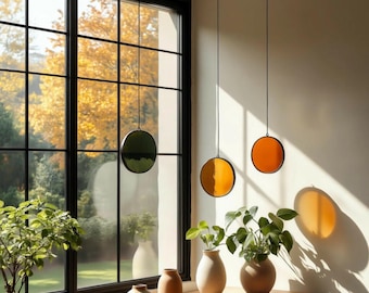 Modern Stained Glass Mobile – Art Deco Style Colorful Suncatcher, Contemporary Window Decor