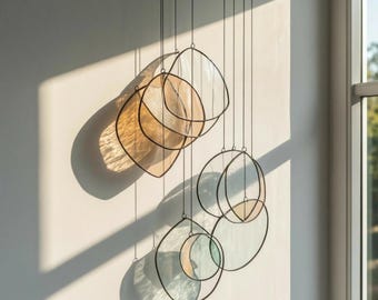 Custom Modern Stained Glass Mobile – Art Deco Style Colorful Suncatcher, Contemporary Window Decor