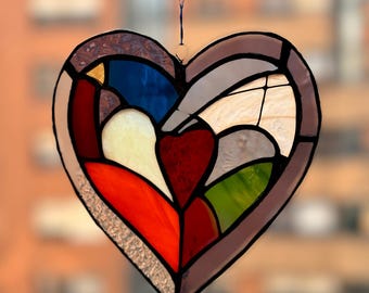 Two Hearts, One Love Stained Glass PDF Pattern - Etsy