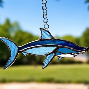 Stained Glass Shark Suncatcher: Handmade Ocean Window Hanging