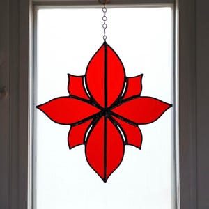Roter Glasmalerei Sonnenfänger: Handgemachte Blumen Fenster Dekoration