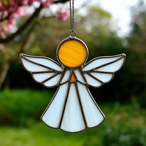 Stained Glass Angel Suncatcher: Handmade Spiritual Window Decor