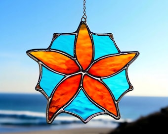 Stained Glass Starfish Suncatcher: Handmade Coastal Beach Decor