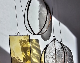 Modern Stained Glass Mobile – Art Deco Style Colorful Suncatcher, Contemporary Window Decor