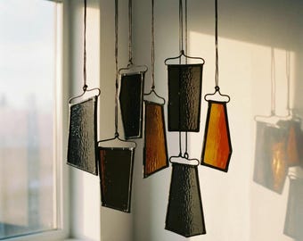 Modern Stained Glass Mobile – Art Deco Style Colorful Suncatcher, Contemporary Window Decor