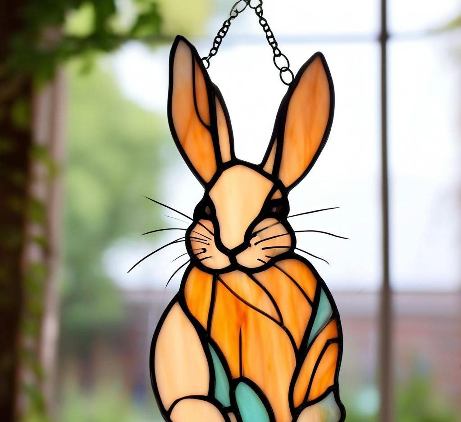 Stained Glass Bunny Suncatcher: Handmade Easter Window Decor - Etsy