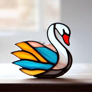 Stained Glass Swan Suncatcher: Handmade Bird Window Ornament