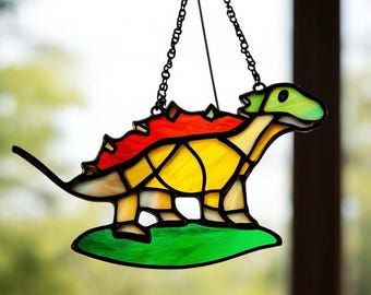 Stained Glass Dinosaur Suncatcher: Handmade Jurassic Decor