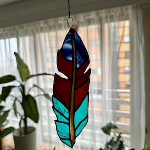 Stained Glass Feather Suncatcher: Boho Window Ornament