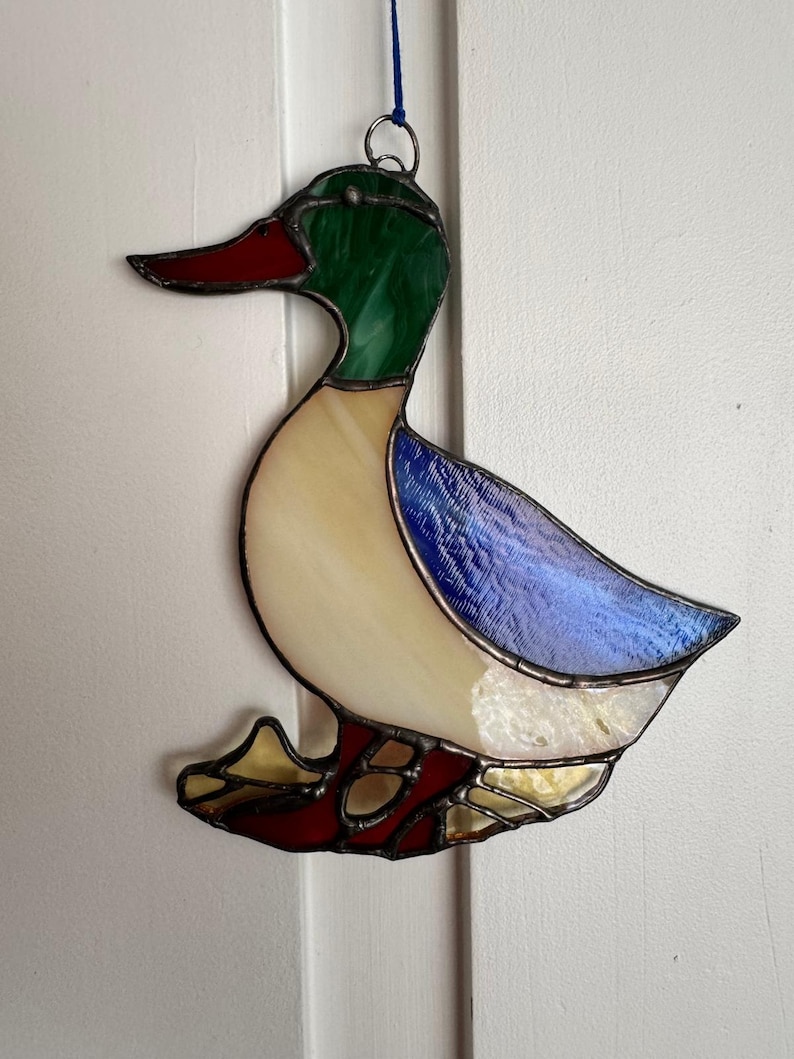 Window Duck Handmade Stained Glass Mallard Duck Suncatcher: Rustic Window ...