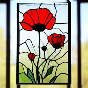 Pare-soleil Capteur De Lumière En Verre Fondu Rouge Coquelicot - Artisanat Américain