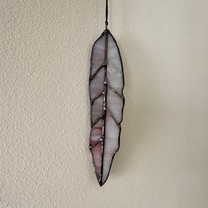Stained Glass Feather Suncatcher: Red Boho Window Decor
