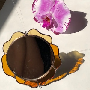 Glas Blumen Spiegel: Handgemachtes Jugendstil Eitelkeits Dekor