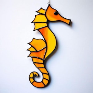 Handmade Stained Glass Seahorse Suncatcher Ocean-Inspired Coastal Decor for Windows Unique Beach Lover Gift Nautical Art for Home or Office