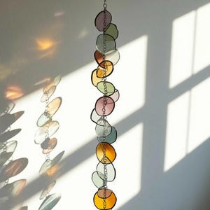 Modern Stained Glass Mobile – Art Deco Style Colorful Suncatcher, Contemporary Window Decor