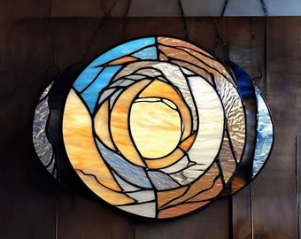 Gebrandschilderd glas maanstanden Suncatcher: hemelse boho raamdecoratie
