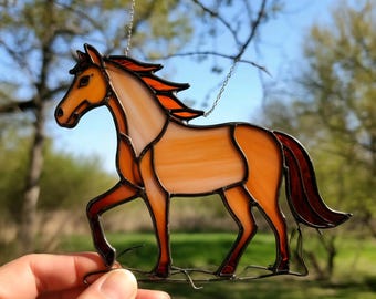 Stained Glass Horse Suncatcher: Handmade Equestrian Window Decor