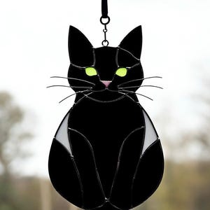 Custom Stained Glass Cat Suncatcher: Handmade Window Decor