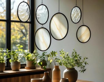 Modern Stained Glass Mobile – Art Deco Style Colorful Suncatcher, Contemporary Window Decor