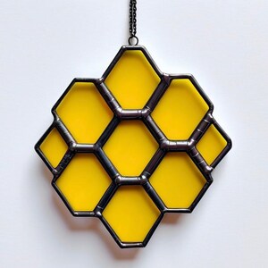 Stained Glass Honeycomb Suncatcher: Handmade Bee Window Decor