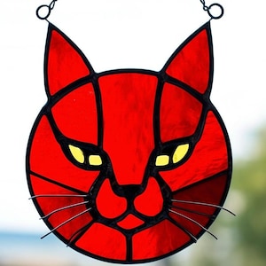 Handmade Stained Glass Cat Suncatcher: Unique Window Decor