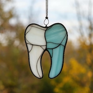Stained Glass Tooth Ornament: Dentist Office Decor, Dental Student Gift
