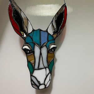 Stained Glass Donkey Suncatcher: Colorful Farmhouse Decor