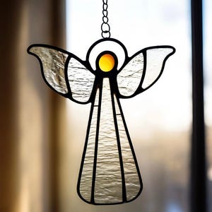 Stained Glass Angel Suncatcher: Handmade Spiritual Window Decor