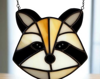Stained Glass Raccoon Suncatcher: Handmade Woodland Window Decor