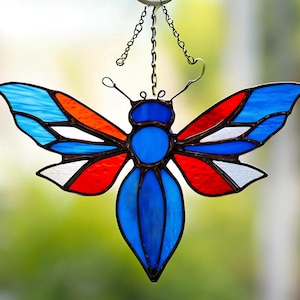 Glas Mosquito Suncatcher: Blaues Mosaik Insekt Fenster Dekor