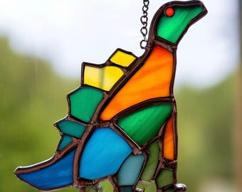 Stained Glass Dinosaur Suncatcher: Handmade Jurassic Decor