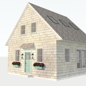 Tiny House Architecture Plan | Modern Home Build | Small Cottage House | Lean Cabin Plans | 2 Bedroom 1 Bath Blueprints | 24&#39; x 24&#39;
