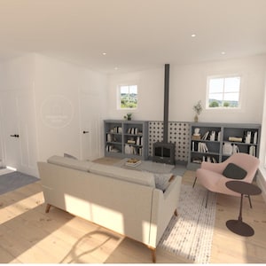 Luxury house plan for small or modern homes, featuring a detailed architectural blueprint for cabins, cottages and barndominiums