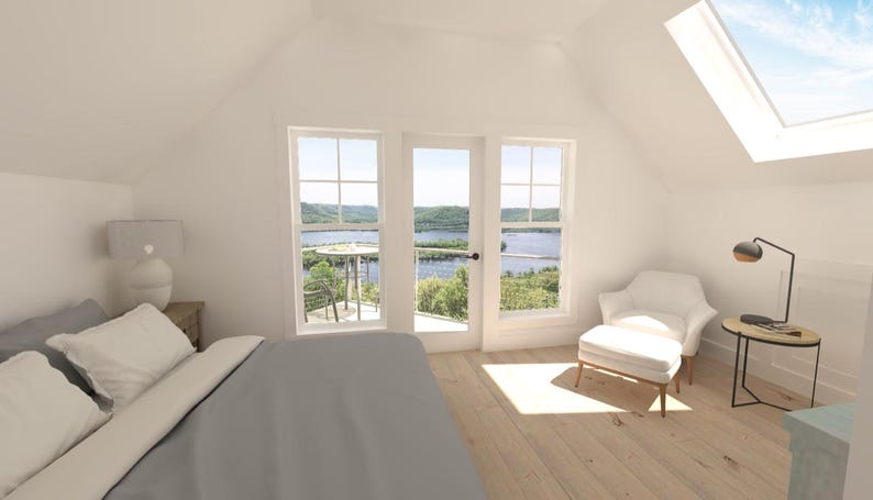 Modern A-frame cabin plan offering stylish and functional layouts. Perfect for luxury tiny homes, cottages or barndominiums with customizable options.