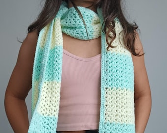 Crochet Lightweight Scarf, Spring Scarf in Pastel Colors