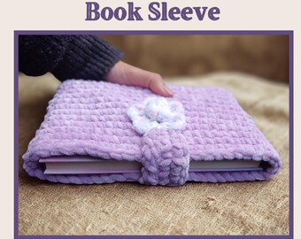 Crochet Velvet Book Sleeve Pattern, Flower Strap (PDF Pattern)